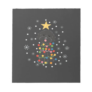 Schwarzes Toy-Pudel-Weihnachtsbaum-Klassik-T-Shirt Notizblock