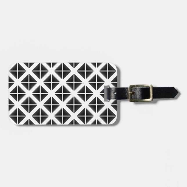 Schwarzes Trendy Triangle Muster Gepäckanhänger (Vorderseite horizontal)