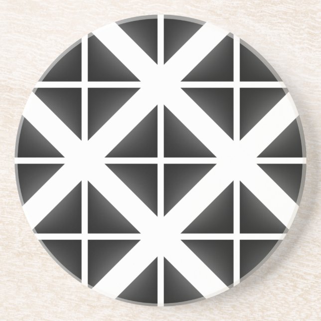 Schwarzes Trendy Triangle Muster Getränkeuntersetzer (Vorne)