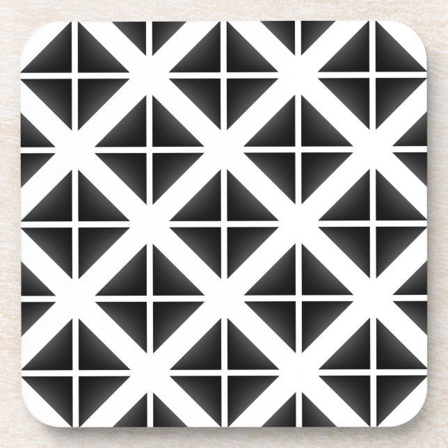 Schwarzes Trendy Triangle Muster Getränkeuntersetzer (Vorderseite)