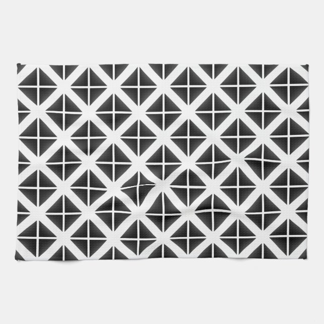 Schwarzes Trendy Triangle Muster Handtuch (Horizontal)