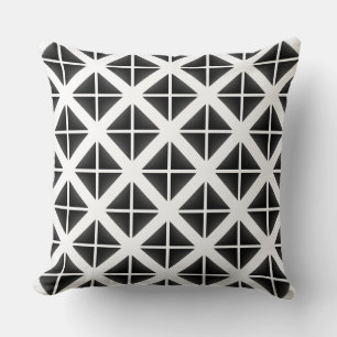 Schwarzes Trendy Triangle Muster Kissen
