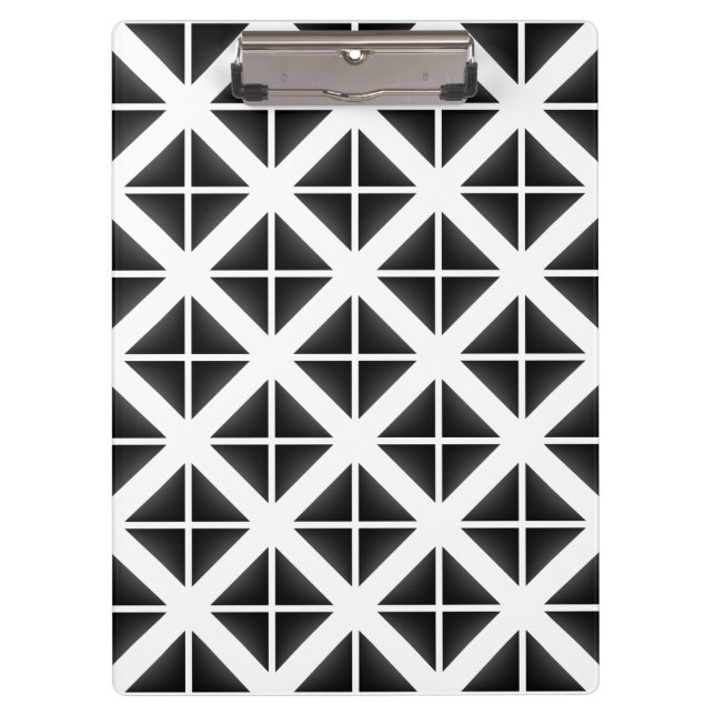 Schwarzes Trendy Triangle Muster Klemmbrett (Vorderseite)