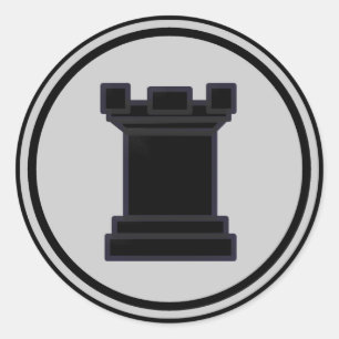 Schwarzes Turm-Schach-Stück Runder Aufkleber
