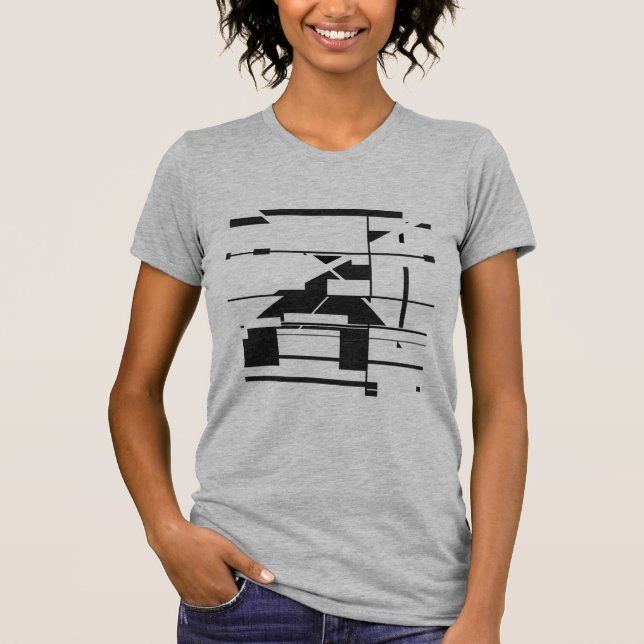 Schwarzes U-Bahn-Karte Geometrisches Abstraktes La T-Shirt (Vorderseite)