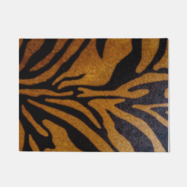 Schwarzes u. Brown-Tiger-Muster-Entwurf Fußmatte (Vorderseite)