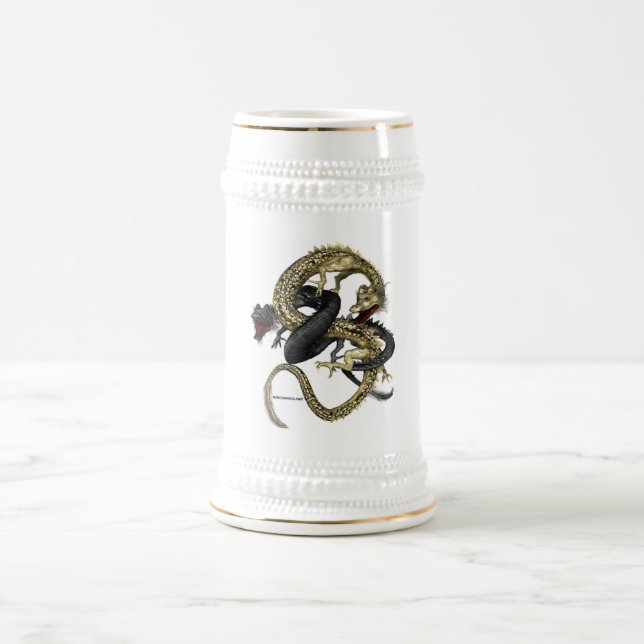 Schwarzes u. Golddrache-Tasse Bierglas (Mittel)