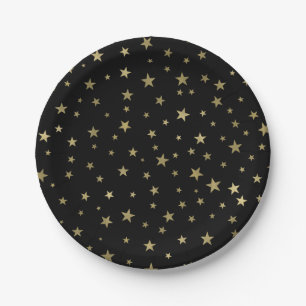 Schwarzes u. Goldstern-Starry Nachthimmlisches Pappteller