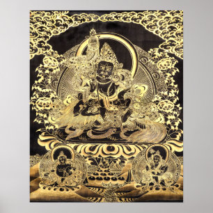 Schwarzes u. Goldtibetanische buddhistische Kunst Poster