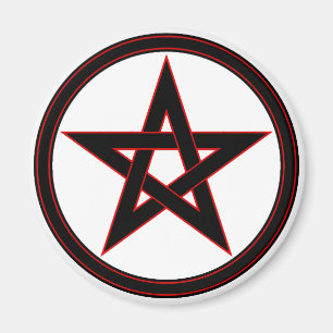 Schwarzes u. rotes Pentagramm Magnet