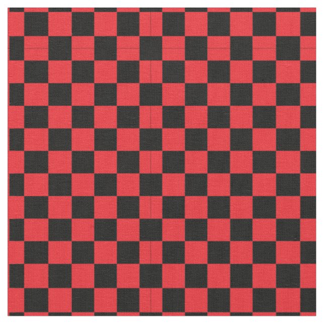 Schwarzes u. rotes Schachbrett-Muster-Gewebe Stoff (Nahaufnahme)