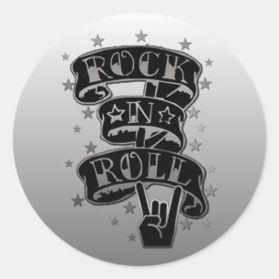 Schwarzes u. Silber-Rock-u. Rollenlogo-Aufkleber 2 Runder Aufkleber