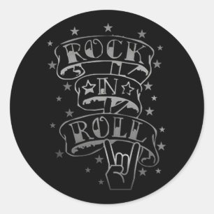 Schwarzes u. Silber-Rock-u. Rollenlogo Runder Aufkleber