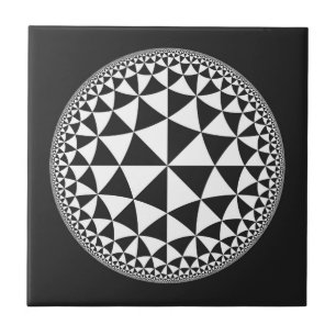 Schwarzes u. weißes Dreieck gefüllte Mandala Fliese