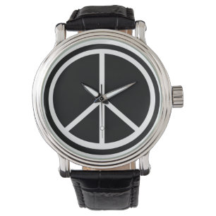 Schwarzes u. weißes Friedenszeichen Armbanduhr