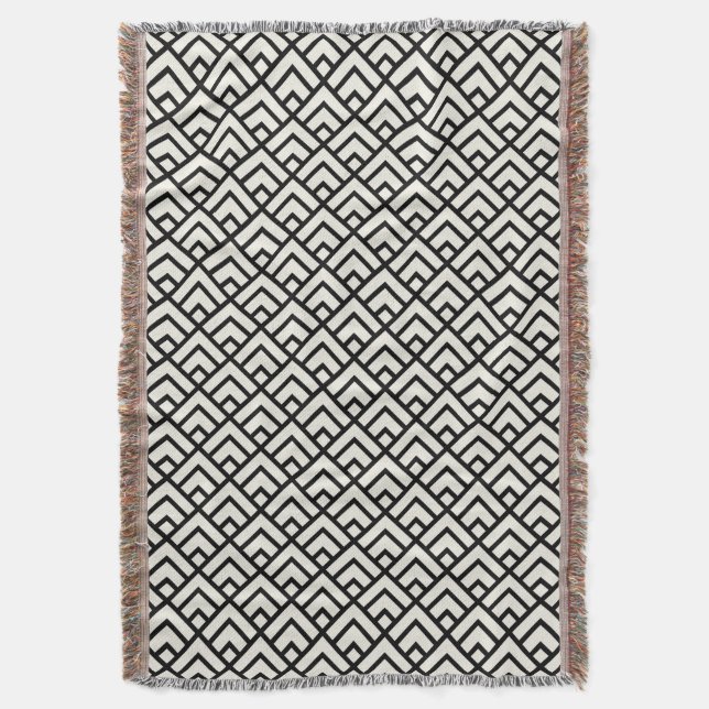 Schwarzes u. weißes geometrisches Muster Decke (Vorderseite Vertikal)