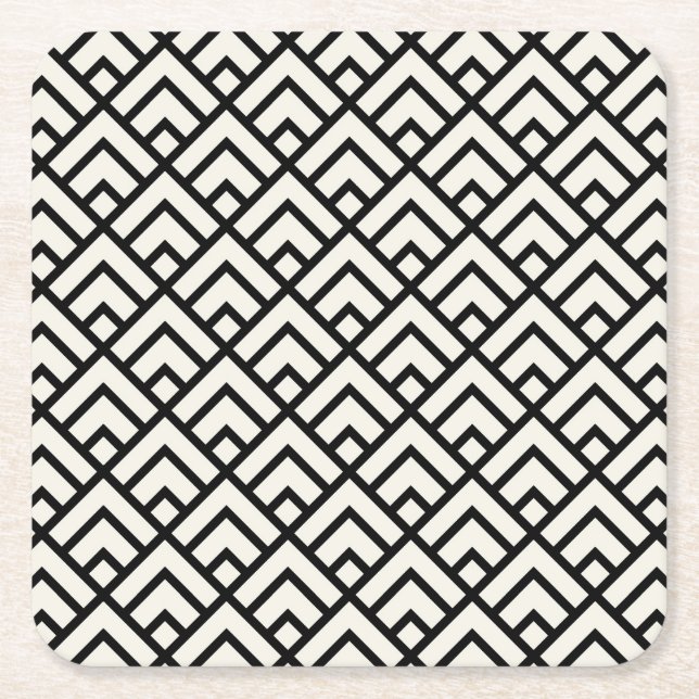 Schwarzes u. weißes geometrisches Muster Rechteckiger Pappuntersetzer (Vorderseite)