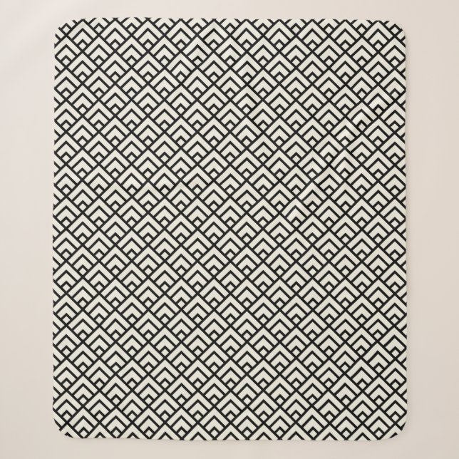 Schwarzes u. weißes geometrisches Muster Sherpadecke (Vorderseite)