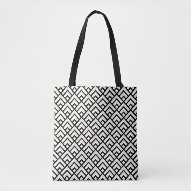 Schwarzes u. weißes geometrisches Muster Tasche (Vorderseite)
