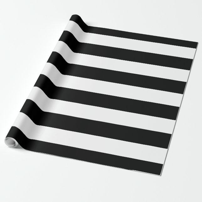 Schwarzes u. weißes großes gestreiftes | geschenkpapier (Ungerollt)