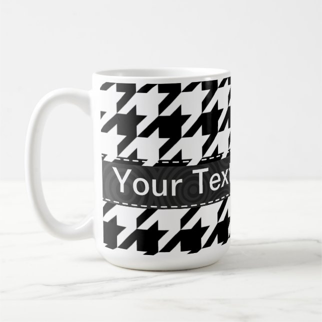 Schwarzes u. weißes Hahnentrittmuster Kaffeetasse (Links)