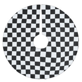 Schwarzes u. weißes kariertes - polyester weihnachtsbaumdecke
