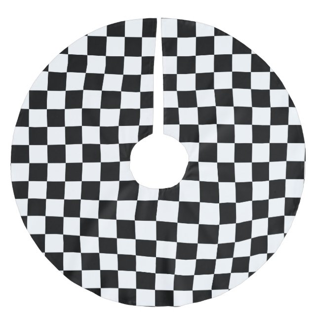 Schwarzes u. weißes kariertes - polyester weihnachtsbaumdecke (Vorderseite)