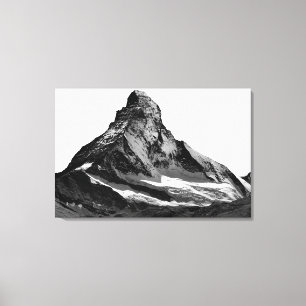 Schwarzes u. weißes Matterhornnordgesicht Leinwanddruck