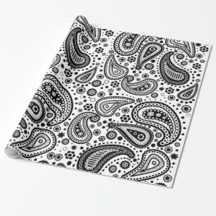 Schwarzes u. weißes Mehendi Paisley Packpapier