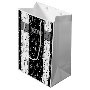 Schwarzes u. weißes Musical Stripes Mittlere Geschenktüte