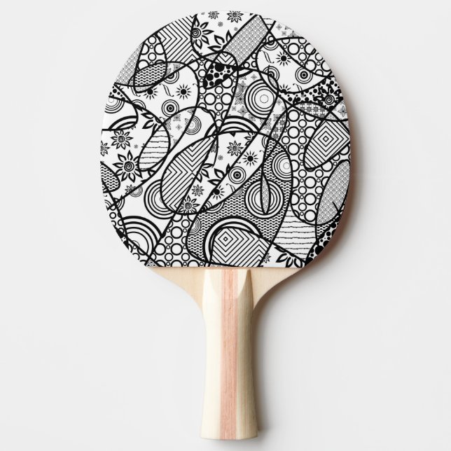 Schwarzes u. weißes Muster-Patchwork 01 Tischtennis Schläger (Vorderseite)