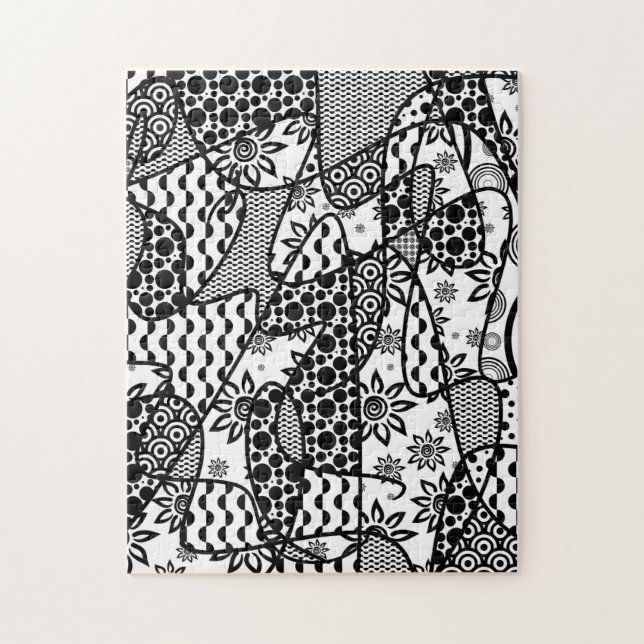 Schwarzes u. weißes Muster-Patchwork 03 (Vertikal)