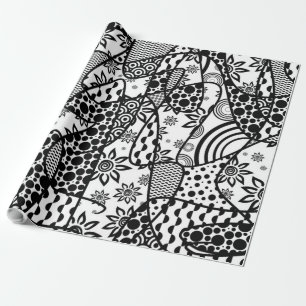Schwarzes u. weißes Muster-Patchwork 03 Geschenkpapier