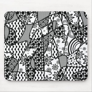 Schwarzes u. weißes Muster-Patchwork 03 Mousepad