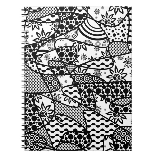 Schwarzes u. weißes Muster-Patchwork 03 Notizblock (Vorderseite)