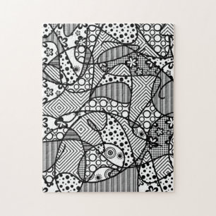 Schwarzes u. weißes Muster-Patchwork 04