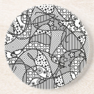 Schwarzes u. weißes Muster-Patchwork 04 Getränkeuntersetzer