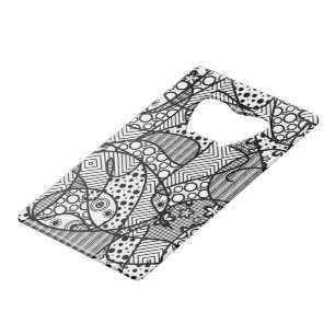 Schwarzes u. weißes Muster-Patchwork 04 Kreditkarten Flaschenöffner