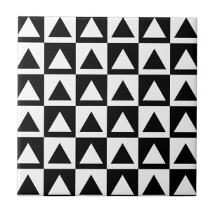 Schwarzes u. weißes Retro Geometrics Fliese