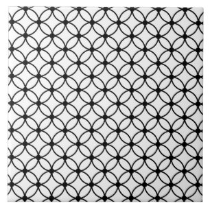 Schwarzes u. weißes Retro geometrisches abstrakte Fliese