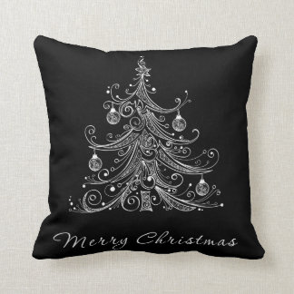 Schwarzes u. weißes Weihnachtsbaum-Kissen Kissen