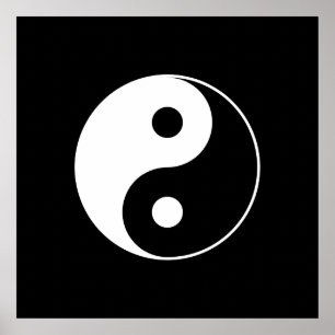 Schwarzes u. weißes Yin Yang Plakat