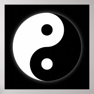 Schwarzes u. weißes Yin Yang Plakat