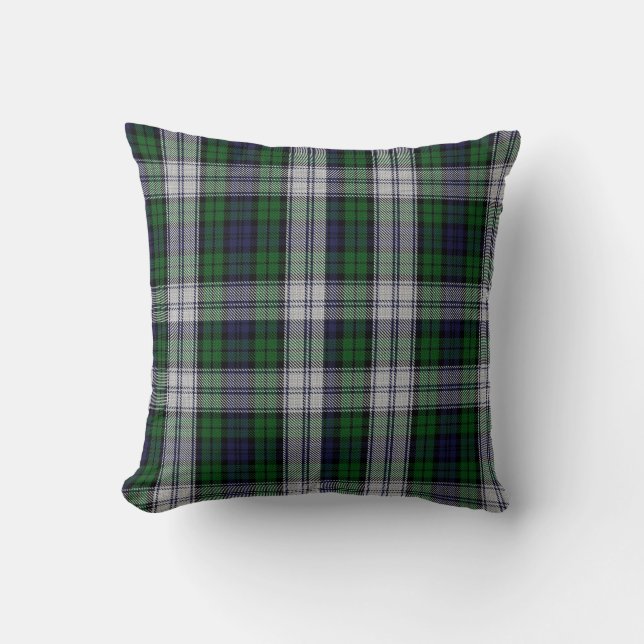 Schwarzes Uhrenkleid Tartan Kariertes Kissen (Vorderseite)