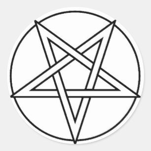 Schwarzes umgekehrtes Pentagramm Runder Aufkleber