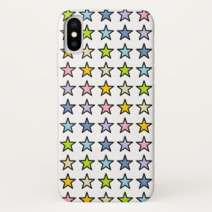 Schwarzes umrissene Pastellregenbogen-Sterne Case-Mate iPhone Hülle