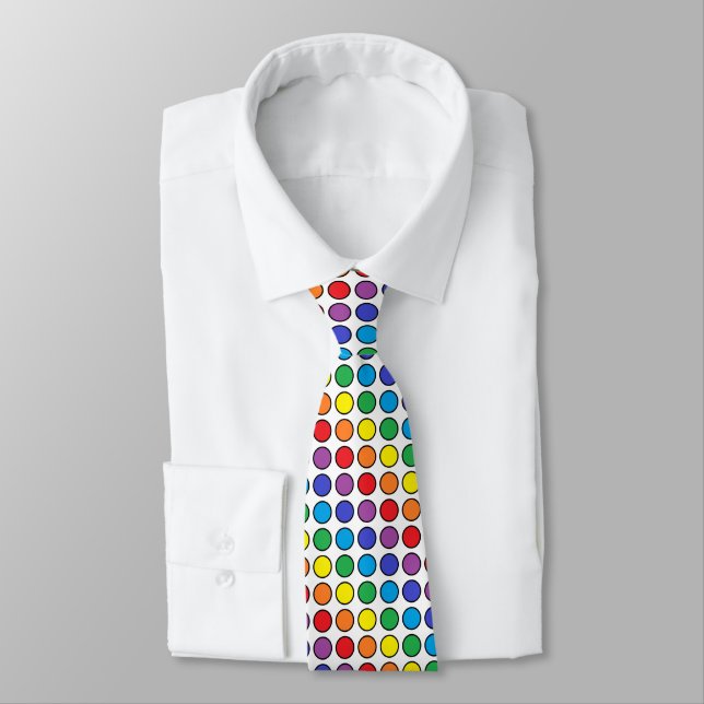 Schwarzes umrissene Regenbogen-Tupfen Krawatte (Gebunden)