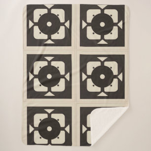 Schwarzes und Beiges abstraktes geometrisches Desi Sherpadecke