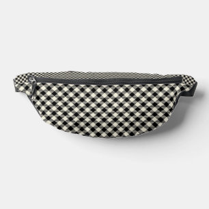 Schwarzes und beiges diagonales Gingham-Karo-Muste Bauchtasche