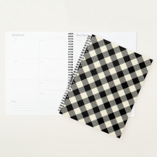 Schwarzes und beiges diagonales Gingham-Karo-Muste Planer